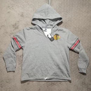 NHL Chicago Blackhawks Jugend Jungen V-Ausschnitt Hoodie Gr. L (12-14) grau neu mit Etikett  - Bild 1 von 10