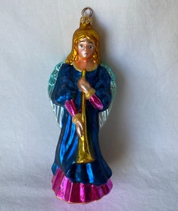 Christopher Radko Angel Horn Blue Pink Grand Heavenly Triumph Ornament - Picture 1 of 5