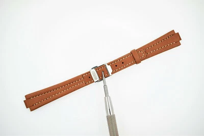 RADO NOS Vintage Watch Strap & Clasp 1003 14mm Brown Leather (SO599) - Image 1 of 4