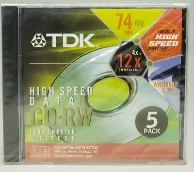 TDK 5 Pack CD-RW High Speed Data 650mb 74min - Image 1 of 4