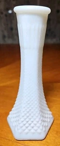 Jarrón acolchado vintage de 6" de vidrio blanco con leche con diamantes E.O. Brody #175 Cleveland EE. UU. - Imagen 1 de 8