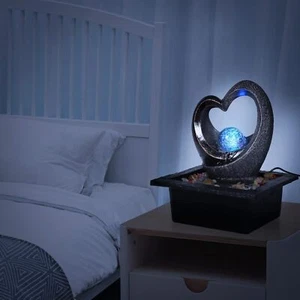 Water Garden Zen Fountain with LED Light Waterfall Birthday Gifts for Women Men - Picture 1 of 8