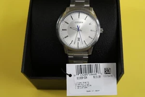 Citizen Quarz Herren Silber Zifferblatt Edelstahl Klassische Uhr BI1030-53A Neu - Bild 1 von 11