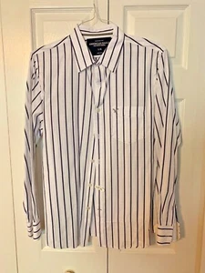 American Eagle Men's Vintage Fit L/S Button Down  Blue Striped Dress Shirt - L - Picture 1 of 3