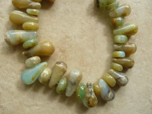 PERUVIAN BLUE OPAL BEADs Handmade Rondelle and Teardrop Varied colors 16 1/2" st - Picture 1 of 4