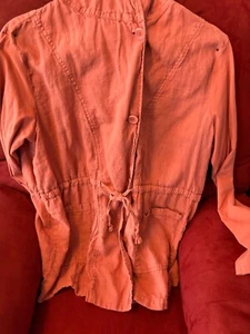 FLAX Tomate Rojo (Naranja), Top de Lino, Chaqueta con Capucha con Jersey Manga Tejida Talla M - Imagen 1 de 7