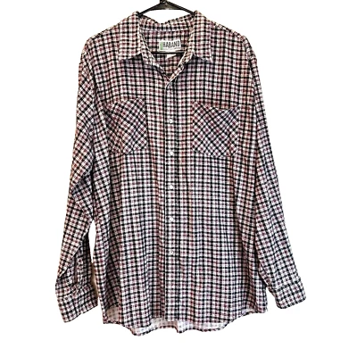90s Haband Pearl Snap Flannel Shirt Men's XL Multi Plaid Landman Western Cowboy - Image 1 of 4