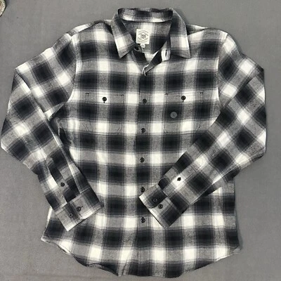 Camisa de franela True Craft negra blanca manga larga abotonada grande para hombre Foto 1 de 4