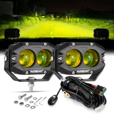 AUXBEAM 4" LED Barra de Luz de Trabajo Vainas de Luz Antiniebla Amarillas para Ford F-150 F-250 F-350 Foto 1 de 4