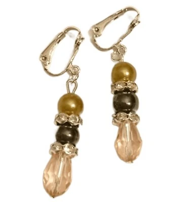 Ohrclips rosé hämathitf goldf silberf Strass Clips Ohrringe ohne Ohrlöcher  - Bild 1 von 4