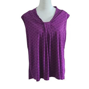 Blusa para mujer Dana Buchman XL sin mangas púrpura y negro patrón geométrico - Imagen 1 de 10