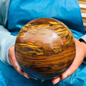 6.84LB Natural Tiger's Eye Ball Quartz Crystal Sphere Gem Healing Décor - Picture 1 of 18