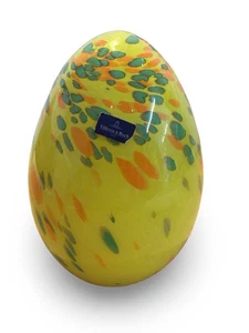 Huevo de vidrio grande vintage Villeroy & Bosh hecho a mano 25 cm amarillo con naranja y verde - Imagen 1 de 10