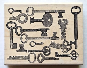 Skeleton Keys Background (Antique Vintage) River City Rubber Works Rubber Stamp - Picture 1 of 3