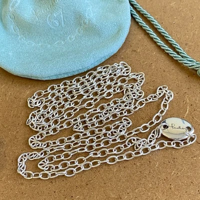 Pomellato Collana Lunga 100cm Argento Massiccio 925 100% Originale Rara Unisex - Immagine 1 di 4