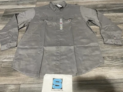 NEW Carhartt Flame Resistant Classic Fit Twill Shirt Grey FR Size 3XLT 3XL Tall - Image 1 of 4