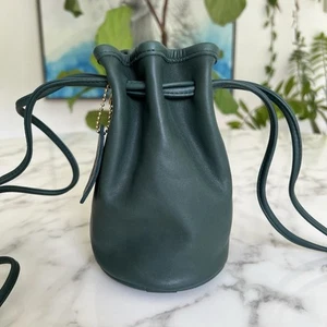 Coach Vintage Littleton Drawstring Mini Crossbody Shoulder Bottle Green 4144 USA - Picture 1 of 17