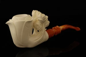 srv - Garden Block Meerschaum Pipe Carved by R. Karaca with fitted case 15160 - Picture 1 of 9