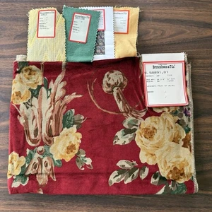De Colección Brunschwig & Fils Tela Muestra Visconti Terciopelo Rojo Floral 36 x 27 Raro - Imagen 1 de 7