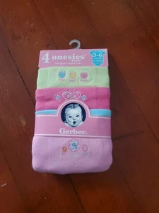 4er Pack Gerber Baby Mädchen T-Shirts 3-6 Monate Neu mit Etikett - Bild 1 von 5