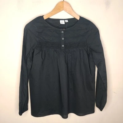 Gap Girls Long Sleeve Blouse Top Size XXL Black  100% Cotton NWT - Image 1 of 4