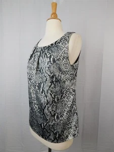 Kenneth Cole Reaction Sleeveless Pleat-Neck Python Print Shell Tank Small #2532 - Picture 1 of 5