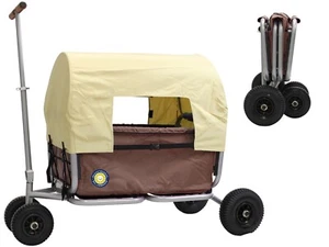 Beachtrekker LiFe faltbarer Bollerwagen, Braun, PU-Reifen + Sonnenverdeck - Bild 1 von 8