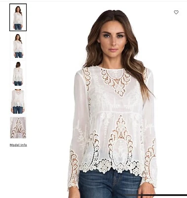 Dolce Vita Ecru Cream off White Silk and Cotton Antique Style Lace Top/Blouse - Image 1 of 4