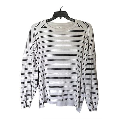 Maurices Black/White Long Sleeve Striped Textured Crew Sweatshirt Top Size 1X - Image 1 of 4