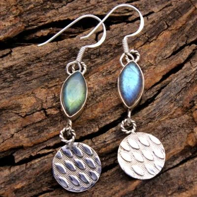 Labradorite Gemstone Earrings For Cyber Monday Gift,925 Sterling Silver Jewelry - Image 1 of 4