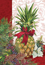Christmas Pineapple Poinsettia House Flag 40" x 28"