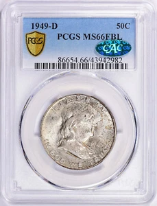 1949-D Franklin Half Dollar MS-66 FBL CAC/PCGS Certified - Picture 1 of 5