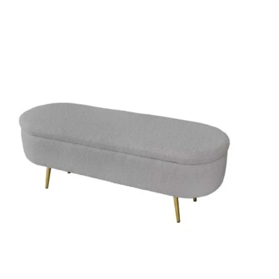PANCA CONTENITORE TEDDY 122X41X47CM IN TESSUTO GRIGIO - Immagine 1 di 3