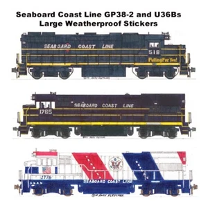 Pegatinas Andy Fletcher Seaboard Coast Line GP38-2 y U36Bs 3 grandes de 2,5""x8-9 - Imagen 1 de 1