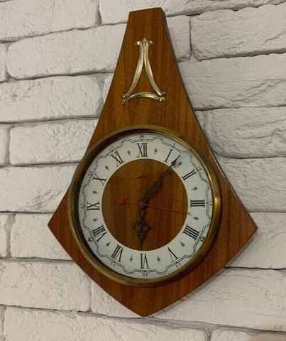 Vintage 1970s USSR Clock Alarm Wood Mayak Mechanical Hanging Wall Decor Retro Cover