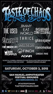 THE USED/JIMMY EAT WORLD "TASTE OF CHAOS"2015 SAN BERNARDINO CONCERT TOUR POSTER - Picture 1 of 1