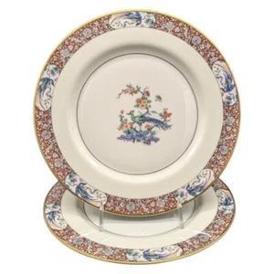 Coppia di 2 piatti da cena Theodore Haviland BIRD OF INDIA Bird of Paradise 10" USA - Foto 1 di 4