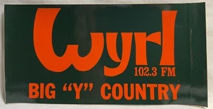 ‘66-‘86 WYRL 102.3 FM Radio Melbourne, FL “Big “Y” Country” Sticker NEW - Picture 1 of 2