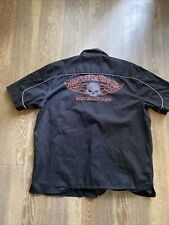 Harley Davidson Skull Embroidered Back Mens XL Button Up Motorcycle Shirt Black