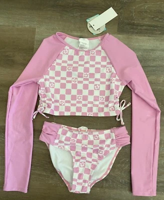 ROXY~NEW~2 Pc Rashguard L/S Swim Shirt & Bikini Bottoms Set~Girls Size 12~NWT - Image 1 of 4