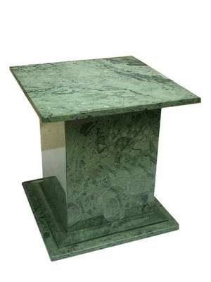 19" Green Marble Pedestal Stand | Handmade Table Top Base | Decorative Accent - Image 1 of 4