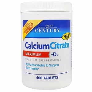 21st Century Calcium Citrate Plus Vitamin D3 Maximum Tablets 400 Count Pack of 2 - Picture 1 of 1