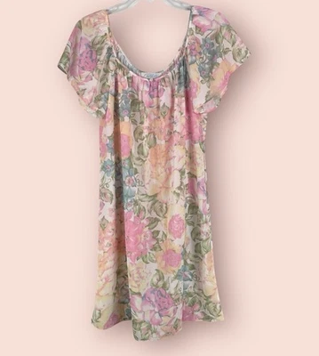 Collette By Miss Elaine Nightgown Medium Short Sleeve Watercolor Floral NWT - Image 1 of 4