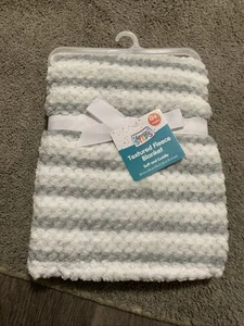 Manta de bebé Gentle Steps gris blanco a rayas texturizada nueva con etiquetas - Imagen 1 de 4