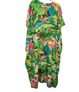 Gypsy Blu Damen Kaftan Muumuu Liegekleid tropischer Tukan Vogel Druck Einheitsgröße - Bild 1 von 6