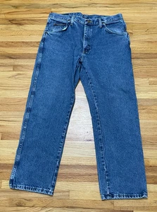Wrangler Men's 36 Blue Jeans Denim Cotton Straight Leg Casual Outdoor Streetwear - Picture 1 of 10