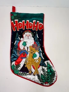 Vintage Prima Creations Weihnachten Santa Strumpf Pailletten Perlen Samt 18 Zoll - Bild 1 von 7