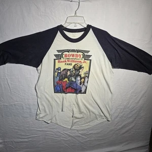 VTG 80's Hank Williams Jr BOCEPHUS Tour Raglan Baseball T Shirt Single Stitch Lg - Picture 1 of 9
