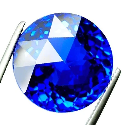 36.70 Ct. Loose Gemstone Cornflower Blue Quartz Round Checkerboard Cut 17x11 Mm. - Image 1 of 3
