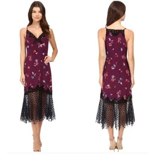 Rebecca Taylor Purple Floral Lace Midi Dress - Picture 1 of 13